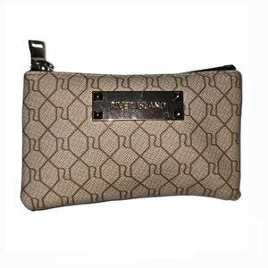 River Island Monogram Zip Pouch/Mini Wallet - Beige